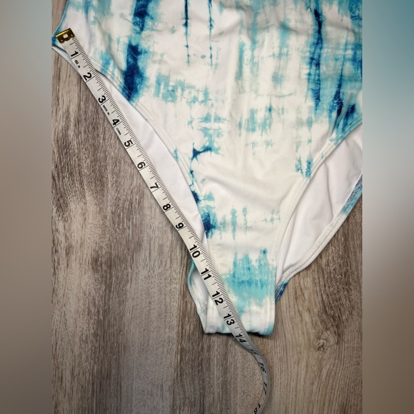 Something Navy Tie Dye One Piece Swimsuit Low Back Women’s Size L - Picture 4 of 8